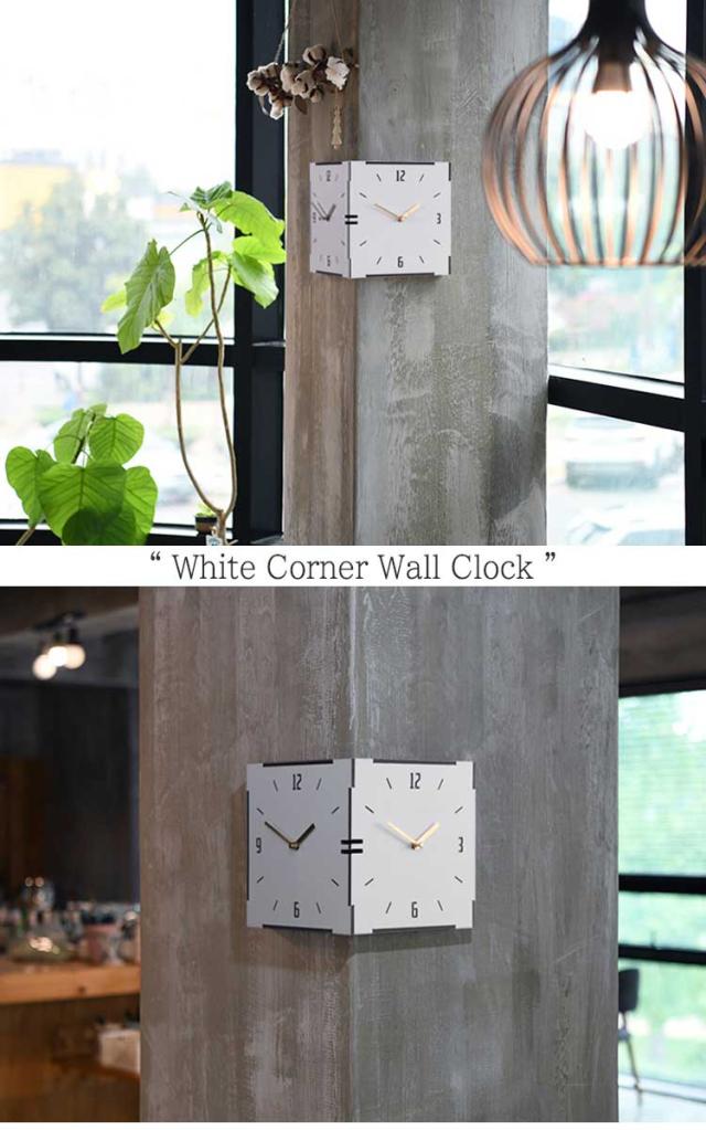 タイムデコ 掛け時計 TIMEDECO 正規販売店 White Corner Wall Clock ホワイト コーナー ウォールクロック 両面 90度 ノイズレス Timedeco04 ACC_1