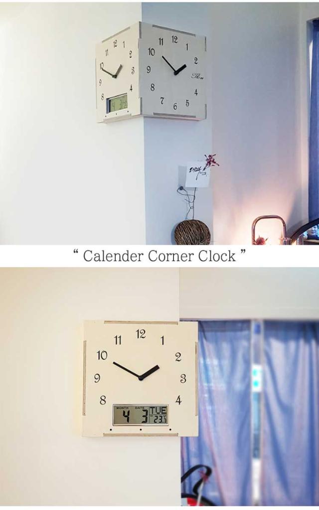 タイムデコ 両面 掛け時計 TIMEDECO 正規販売店 Calender Corner Clock カレンダー コーナー クロック NATURAL ナチュラル ノイズレス Timedeco07 ACC_1