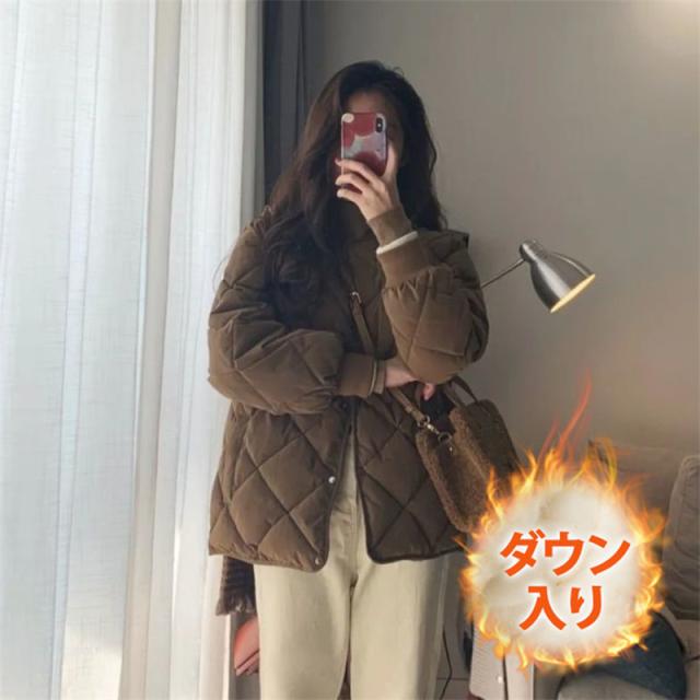 【水曜日まで！10％クーポン配布中】 ダウンジャケット レディース 冬服 ショート丈 ボタンダウン 無地 秋冬 ダウンコート ゆったり 暖かい 保温 防寒 羽織り 軽量 キルティングダウン パーカー 水曜日まで！10％クーポン配布中】 ダウンジャケット レディース 冬服