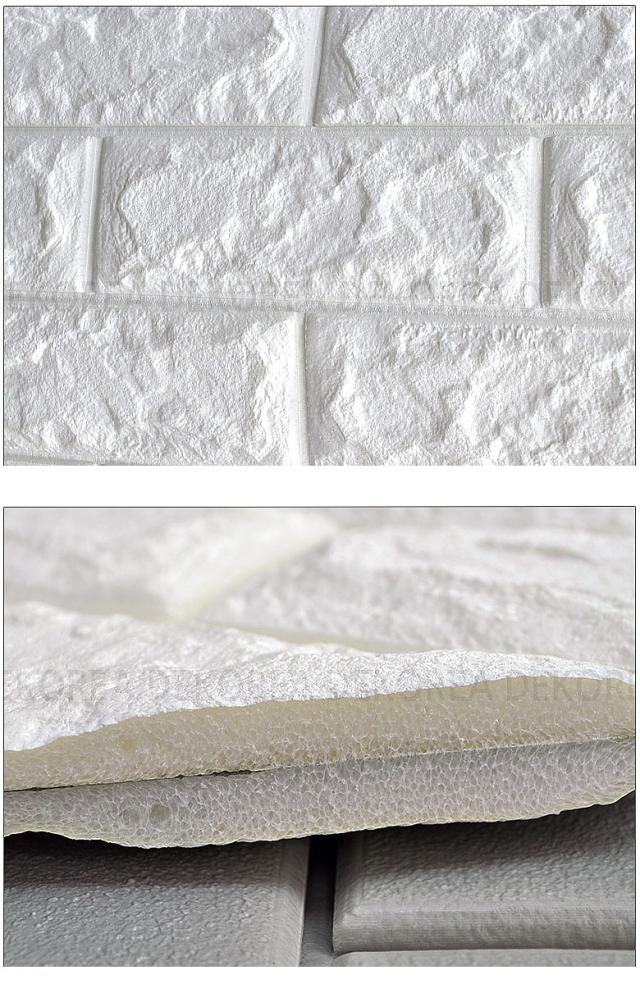 100cmX1000cm 壁紙クッション シート レンガ調 クッションレンガ クッションブリック DIY シール壁紙 おしゃれ 北欧 3D立体 壁紙 貼る 発泡スチロール ホワイト_2