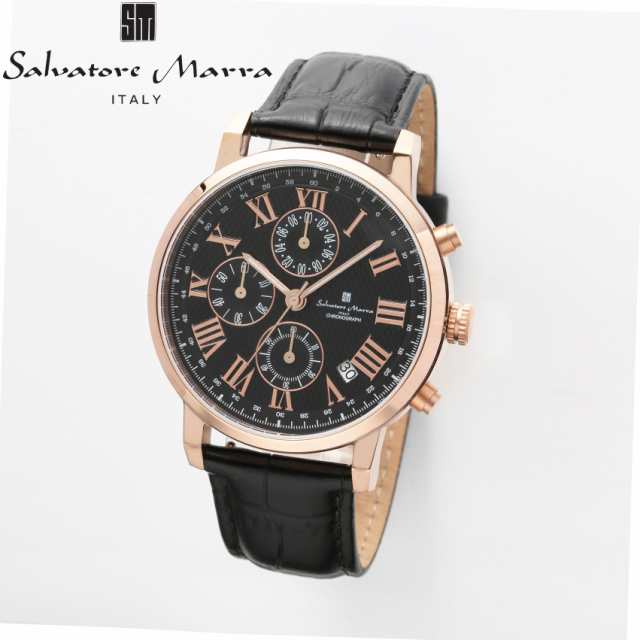【Salvatore Marra】 サルバトーレマーラ 腕時計 メンズ クロノグラフ カレンダー 1年保証 専用BOX保証書 国内正規品 5気圧防水 クオーツ レザーベルト ローマ数字 アナログ ストップウォッチ 40mmの通販は