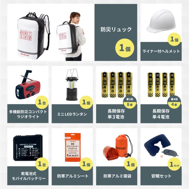 防災セット 1人用 底まで開く防災リュック L4TPHE01 警戒レベル4 ヘルメット ライナー付 防災士監修 防災リュック 非常食 保存水