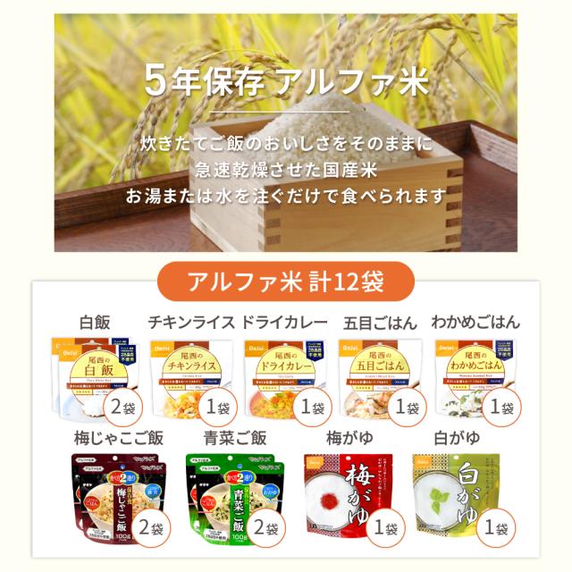 4人用/3日分(36食) 非常食セット【10年保存水付】アルファ米/パンの缶詰 家族4人分 3日間生きのびる (防災食 防災 食品 尾西 携帯おにぎり サタケ 安心米 保存食セット 防災セット 防災グッズ 災害備蓄用パン_4