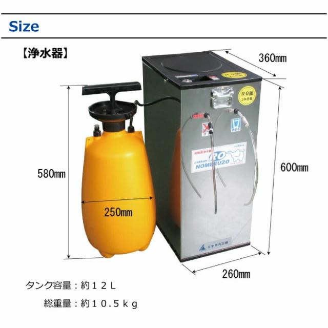新型 非常用浄水器 電動・手動併用タイプ RO逆浸透膜型 コッくん飲めるゾウRO MJRO-03 ミヤサカ工業 浄水能力1時間52Lを実現 防災 水 非常用 災害時用 飲料水 備蓄 防災グッズ 断水 避難所_8