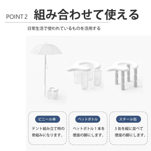minimLET 簡易トイレ 軽量 コンパクト 簡易テント ティッシュ 簡易便座 ポンチョ 野外 傘 携帯トイレ