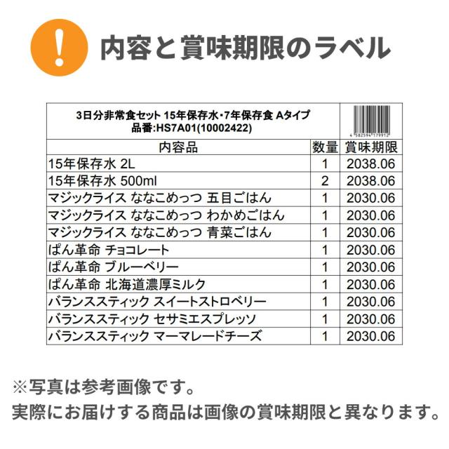 3日分 非常食セット 4セット(36食分) 15年保存水+7年保存食 詰め替え可能 Aセット HS7A04 アルファ米 保存パン 保存水 長期保存 3日間生きのびる 防災食 保存食 ななこめっつ ぱん革命 防災グッズ 災害備蓄 お菓子 避難 災害時