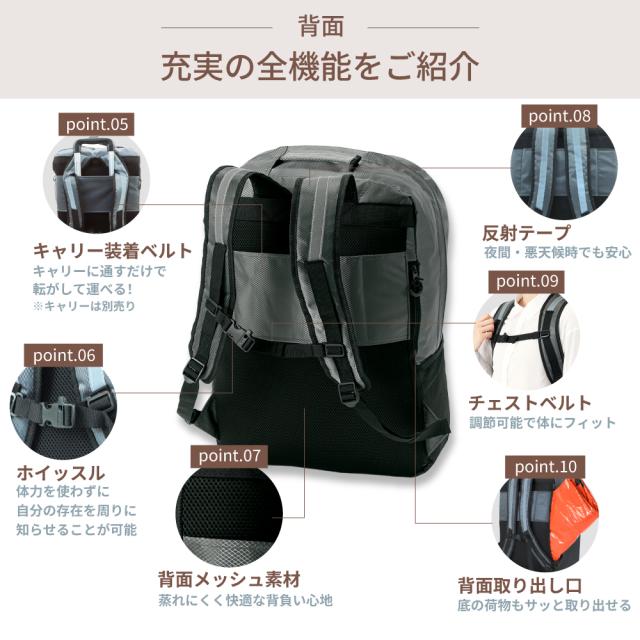 防災セット 1人用 47L ビッグリュック 防災グッズ 防災士監修 ファーストエイドキット 警戒レベル5 EVERSAFE L5BR01 避難グッズ トイレ 非常食 災害対策 地震対策