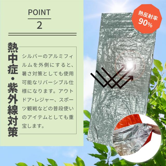 アルミ蒸着フィルム エマージェンシーアルミ寝袋 100個 ESAN02 防災グッズ 静音タイプ 保温 軽量 コンパクト 収納袋付き_3
