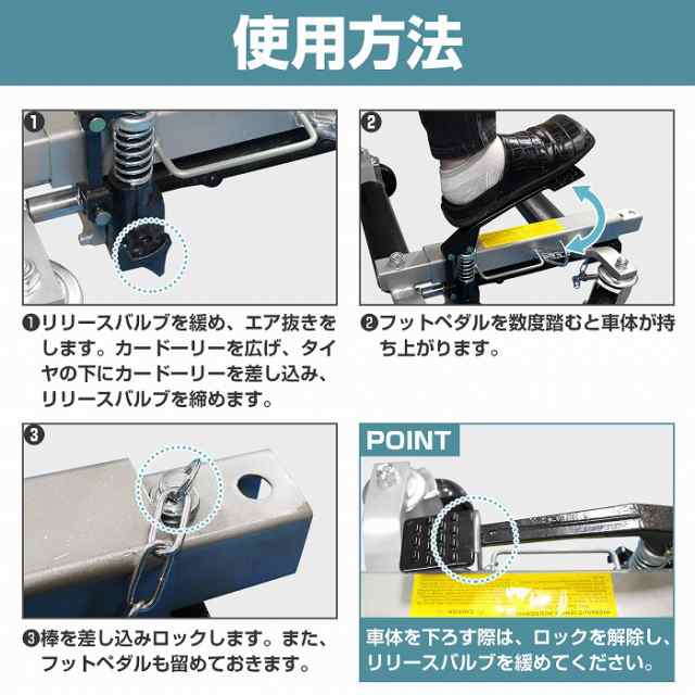 油圧式 カードーリー ホイールドーリー タイヤドーリー 車両移動 2基