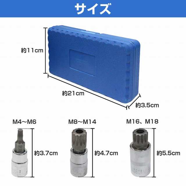 すぐ発送可能、7pc トリプルスクエアビット 超ロング仕様 スプラインビットソケ