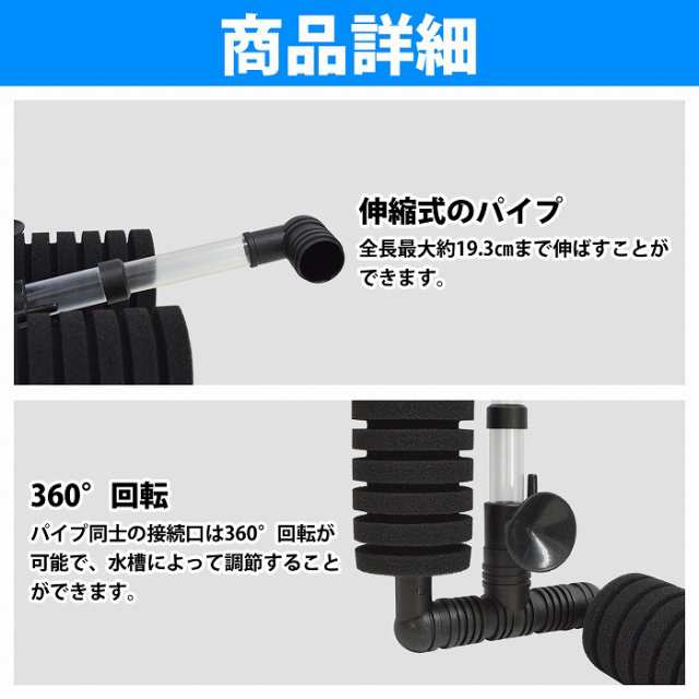 選べるセット 交換 スポンジ フィルター XY-2822用 水槽 ろ過装置 取替え 水草 ダブル( 本体3個 交換フィルター6個)