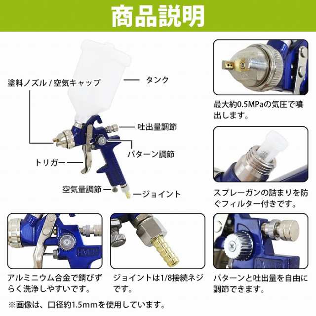 【口径 0.2/0.3 mm】ダブルアクション エアブラシ 塗装 塗料ガン エアー スプレー ガン プラモ フィギュア アート 模型｜au PAY  マーケット