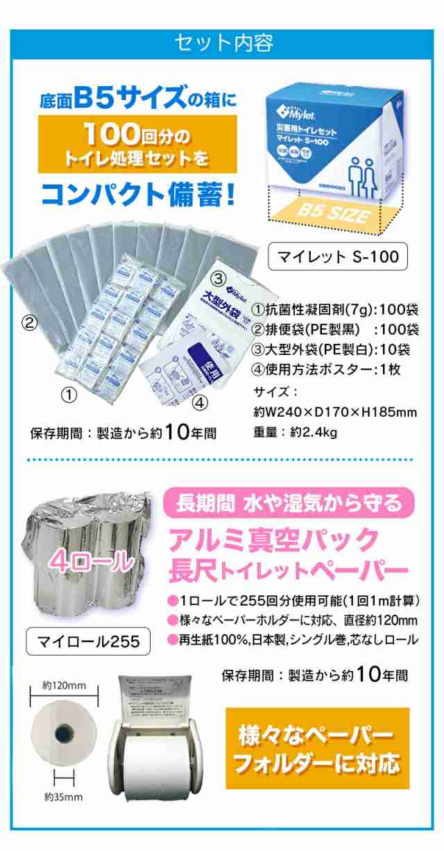 当店だけのSPセット】 災害用 トイレセット 100回分 Mylet マイレット