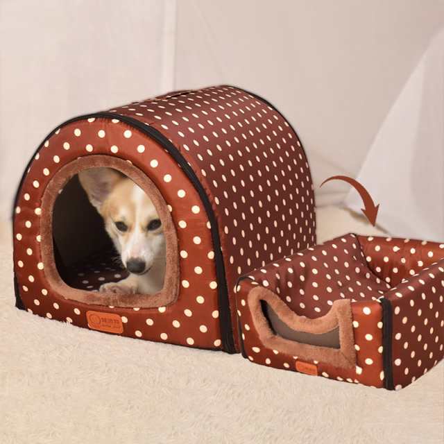 ドット柄  ペット　クレート マット クッション 起毛 ベッド　犬　猫　ライト