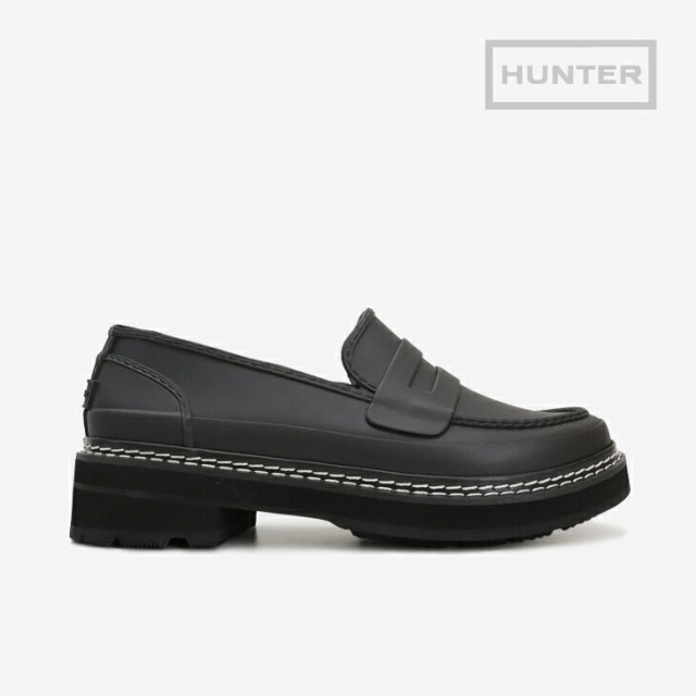 ・HUNTER｜W Refined Stitch Detail Penny Loafer/ ハンター/リファインド ステッチ ディテール ペニーローファー/ブラック #