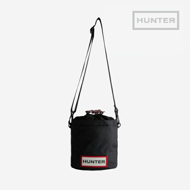 ・HUNTER｜Travel Ripstop Bucket/ ハンター/トラベル リップストップ バケット/ブラックｘレッドボックスロゴ #