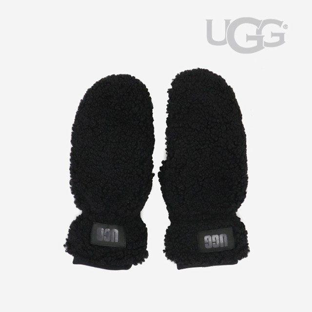 ・UGG｜W Sherpa Mitten With Logo Patch/ アグ/シェルパ ミトン ウィズ ロゴ パッチ/ブラック #