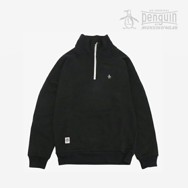 ・ORIGINAL PENGUIN By Munsingwear｜Half Zip Sweat Shirt/ ペンギン バイ マンシングウェア/ハーフ ジップ スウェットシャツ/ブラック #