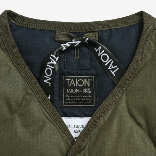 ・TAION｜W Military V Neck Zip Down Vest/ タイオン/ミリタリー ブイ ネック ジップ ダウン ベスト/ダーク オリーブ #_3