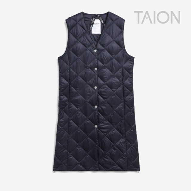 ・TAION｜W City Single Long Down Gilet/ タイオン/シティー シングル ロング ダウン ジレ/ダーク ネイビー #