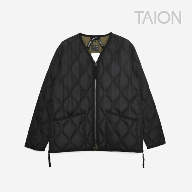 ・TAION｜W Military V Neck Zip Down Jacket/ タイオン/ミリタリー ブイ ネック ジップ ダウン ジャケット/ブラック #