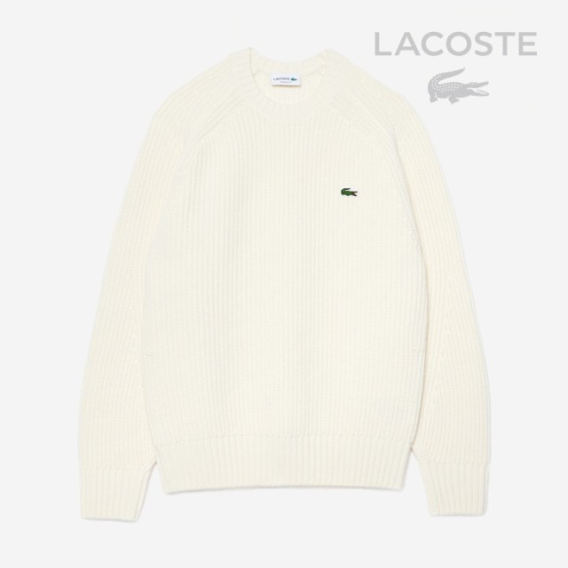 ・LACOSTE｜Essential Heavy 5gauge Knit Sweater/ ラコステ/エッセンシャル ロー ゲージ ニット セーター/ホワイト #