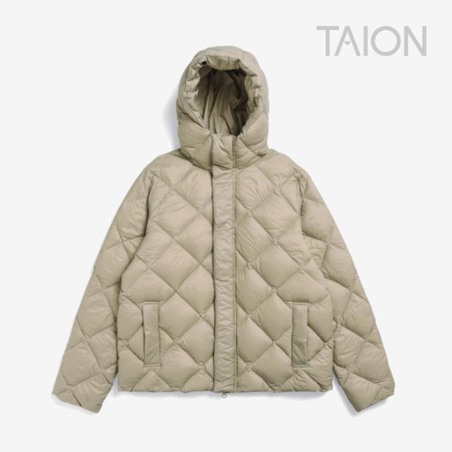 ・TAION｜City Packable Hooded Down Jacket/ タイオン/シティー パッカブル フード ダウン ジャケット/グレー ベージュ #の通販は