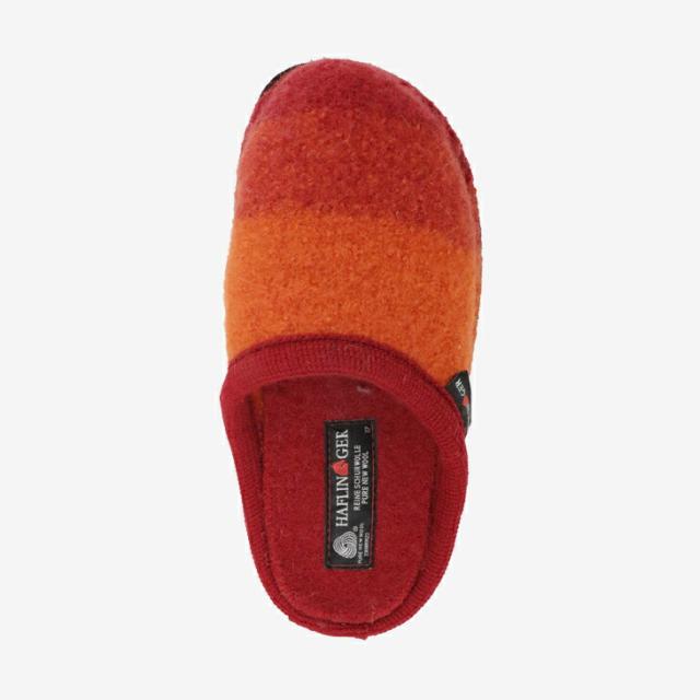 ・HAFLINGER｜Dusty Boiled Wool Gradation Slipper/ ハフリンガー/ダスティー/シナバーｘレッド # 前詰まりスリッパ
