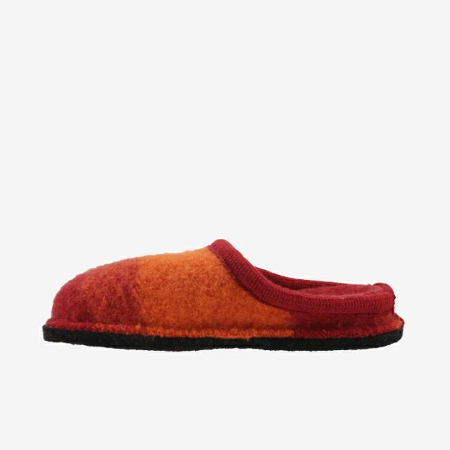 ・HAFLINGER｜Dusty Boiled Wool Gradation Slipper/ ハフリンガー/ダスティー/シナバーｘレッド # 前詰まりスリッパ