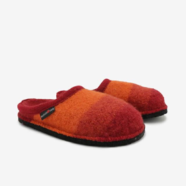・HAFLINGER｜Dusty Boiled Wool Gradation Slipper/ ハフリンガー/ダスティー/シナバーｘレッド # 前詰まりスリッパ