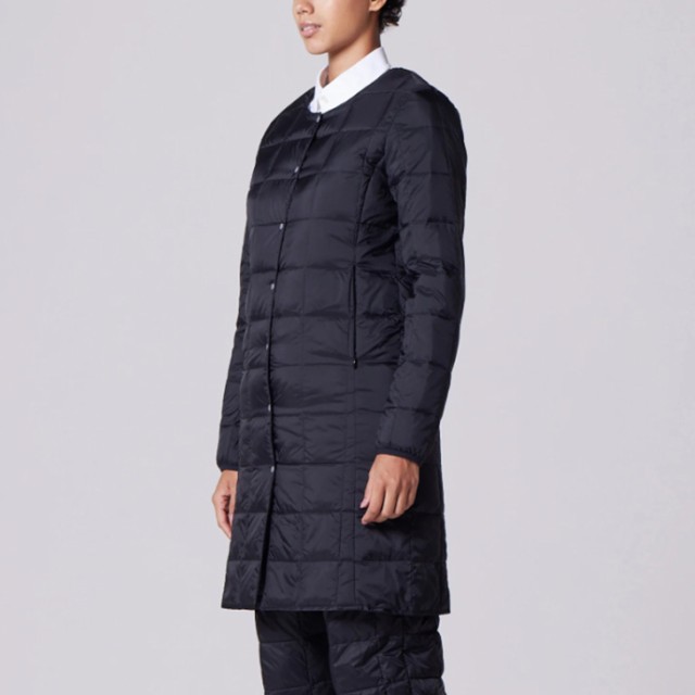・TAION｜W Basic Crew Neck Long Down Jacket/ タイオン/ベーシック クルー ネック ロング ダウン ジャケット/ダーク ネイビー #