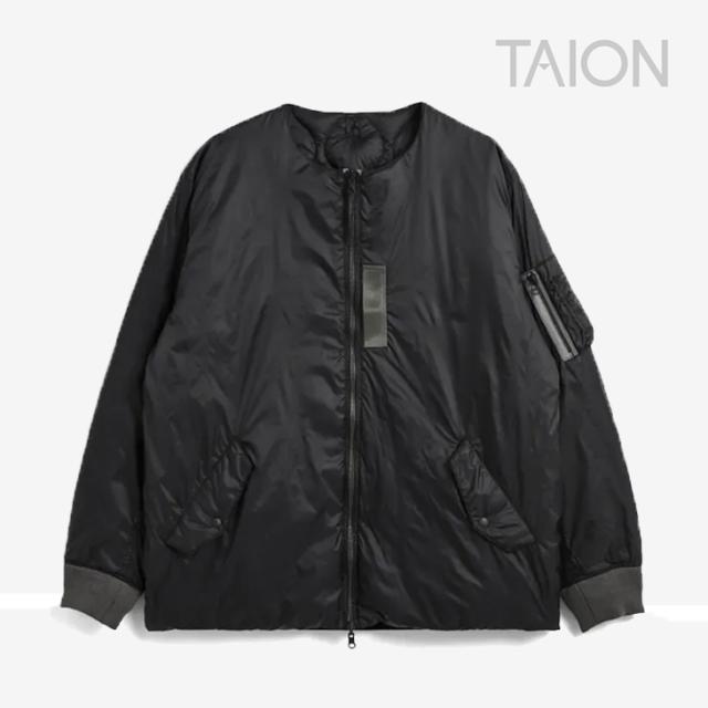 ・TAION｜Japan Special Reversible MA-1 Down Jacket Collarless/ タイオン/ジャパン スペシャル リバーシブル MA-1 ダウン ジャケット カラーレス/ブラックｘブラック #