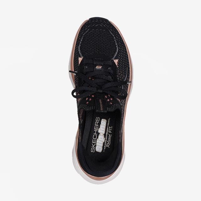：SKECHERS｜W Slip-Ins D Lux Vapor Evening Glowing Relaxed Fit/ スケッチャーズ/スリップインズ デラックス べーパー イブニング グローイング リラックスド フィット/ブラックｘローズゴー #_3