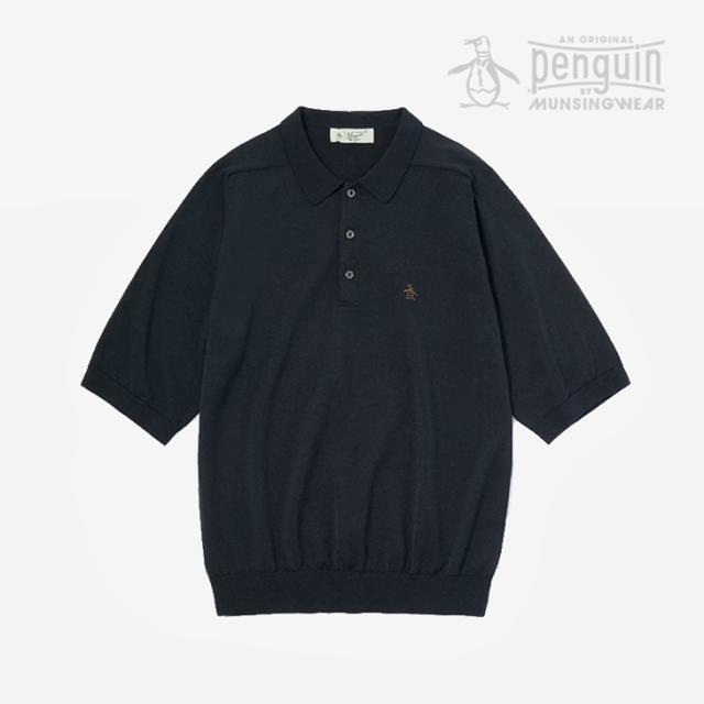 ・ORIGINAL PENGUIN By Munsingwear｜Saddle Shoulder Polo Sweater/ ペンギン バイ マンシングウェア/サドル ショルダー ショートスリーブ ポロ セーター/ネイビー #
