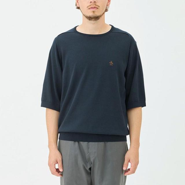 ・ORIGINAL PENGUIN By Munsingwear｜Saddle Shoulder Crew Sweater/ ペンギン バイ マンシングウェア/サドル ショルダー ショートスリーブ ポロ セーター/ネイビー #