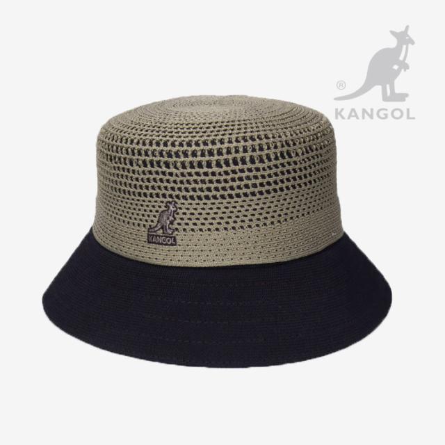 ・KANGOL｜Double Mesh Lahinch Bucket Hat/ カンゴール/ダブル メッシュ ラヒンチ バケット ハット/ウォームグレーｘブラック #