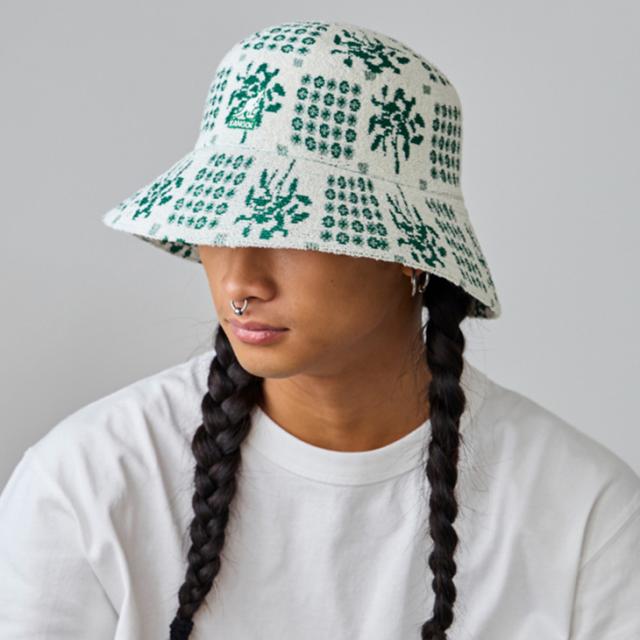 ：KANGOL｜Retro Quaint Audrey Bucket Hat Jacquard/ カンゴール/レトロ クウェイント オードリー バケット ハット ジャガード/ホワイトｘグリーン #_2