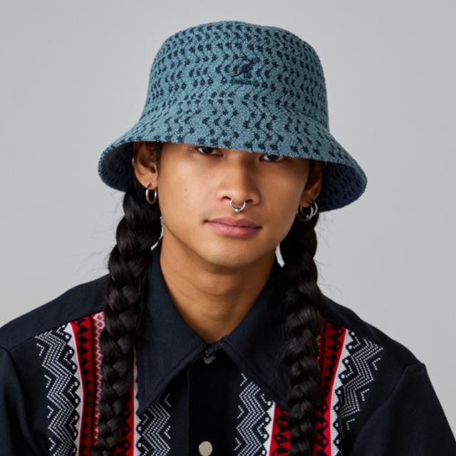 ：KANGOL｜Bermuda Zig Zag Bucket Hat / カンゴール/バミューダ ジグ ザグ バケット ハット/デニムブルー #_3