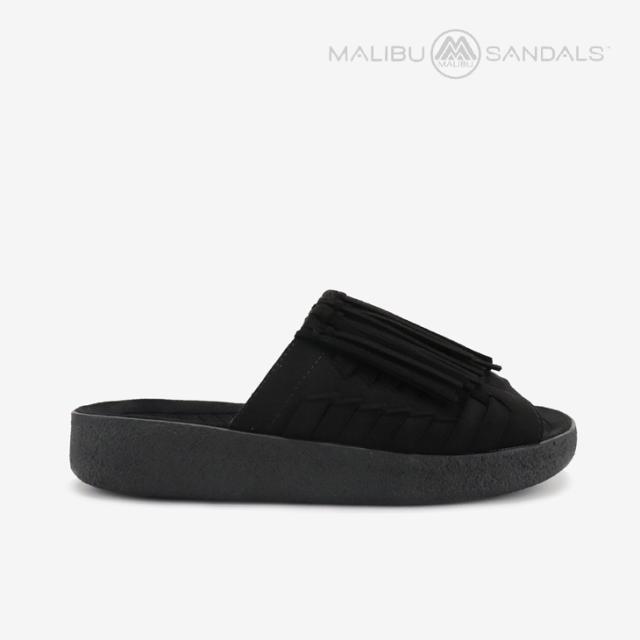 ・MALIBU SANDALS｜Thunderbird Thatch Slide Sandal/ マリブ サンダルズ/サンダーバード サッチ スライド フリンジ/ブラックｘブラック #