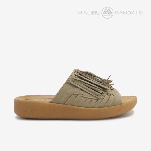 ・MALIBU SANDALS｜Thunderbird Thatch Fringe Slide/ マリブ サンダルズ/サンダーバード サッチ フリンジ スライド/トープｘタン #