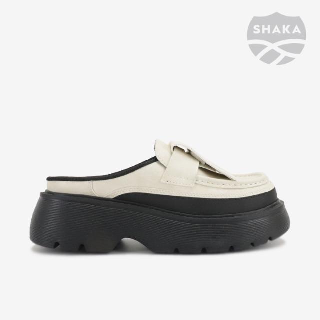 ・SHAKA｜W Kilt Loafer Mule Chunky Platform/ シャカ/キルト ローファー ミュール チャンキー プラットフォーム/リネン #