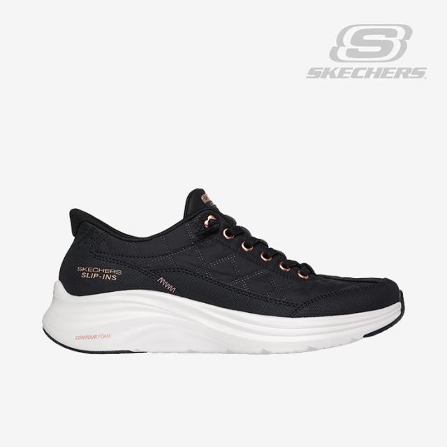 ・SKECHERS｜W Slip-Ins Contour Foam Golden Hour Wide Fit/ スケッチャーズ/スリップイン コンターフォーム ゴールデンアワー ワイド フィット/ブラックｘローズゴールド #