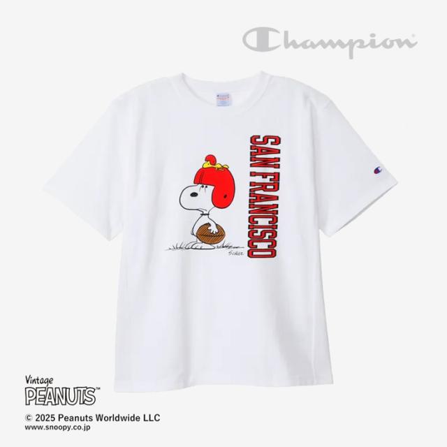 ・CHAMPION｜ｘPeanuts Reverse Weave SS T-Shirt Snoopy San Francisco/ チャンピオン/ピーナッツ リバースウィーブ ショートスリーブ Tシャツ スヌーピー サンフランシスコ/ホワイト #
