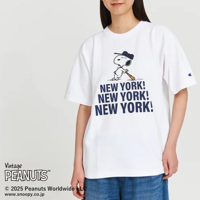 ：CHAMPION｜ｘPeanuts Reverse Weave SS T-Shirt Snoopy New York/ チャンピオン/ピーナッツ リバースウィーブ ショートスリーブ Tシャツ スヌーピー ニューヨーク/ホワイト #_5