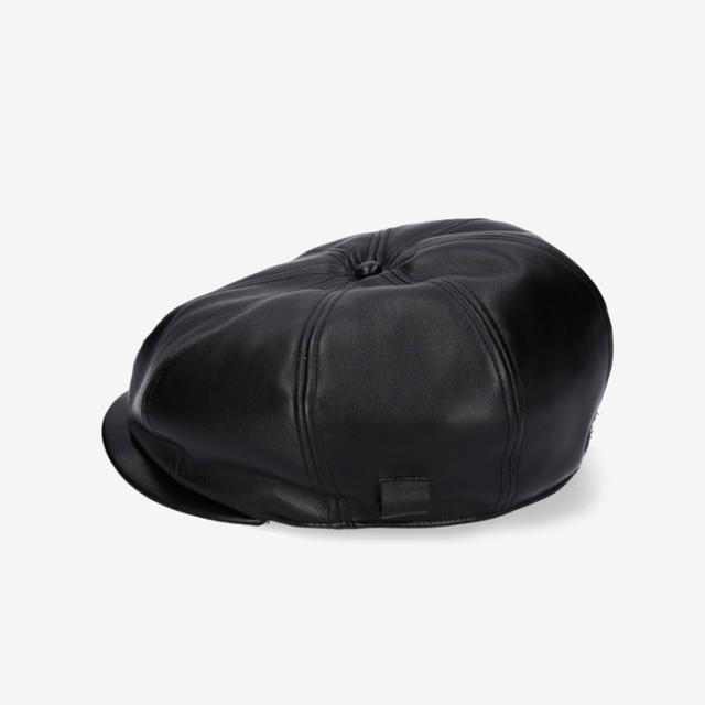 ：KANGOL｜Faux Leather Cap Hunting/ カンゴール/フェイク レザー キャップ ハンチング/ブラック #_1