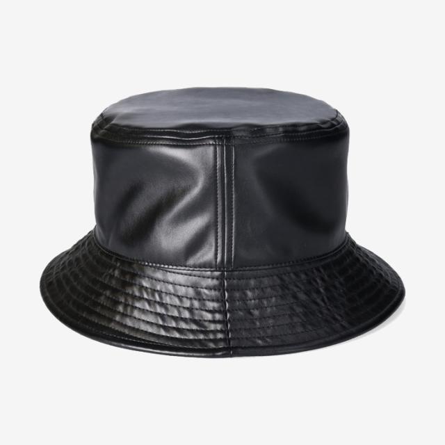 ：KANGOL｜Japan SMU Faux Leather Reversible Short Bucket Hat/ カンゴール/ジャパン リミテッド フェイク レザー リバーシブル ショート バケット ハット/ブラック #_1