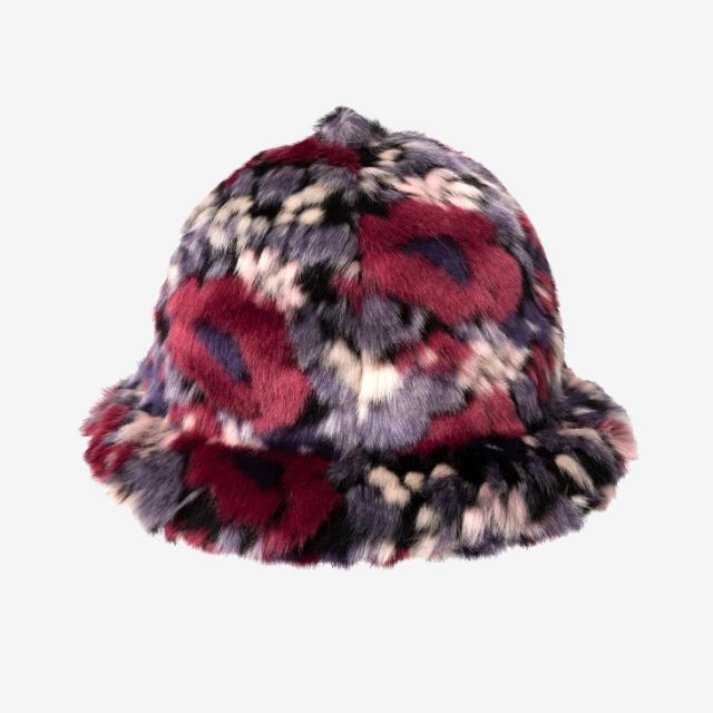 ：KANGOL｜Faux Fur Casual Hat/ カンゴール/フェイク ファー カジュアル ハット/パープルマルチカモフラワー #_1