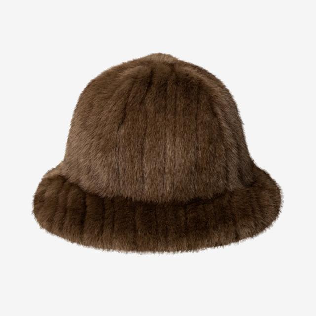 ：KANGOL｜Faux Fur Casual Hat/ カンゴール/フェイク ファー カジュアル ハット/ブラウンデボスドストライプ #_1