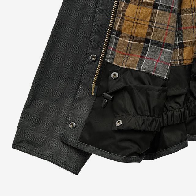 ・BARBOUR｜W Prince Of Wales Tartan Check Transport Waxed Jacket/ バブアー/プリンス オブ ウェールズ タータン チェック トランスポート ワックス ジャケット/ブラック # BARBOUR｜W Prince Of Wales Tartan Check Transport Waxed Jacket