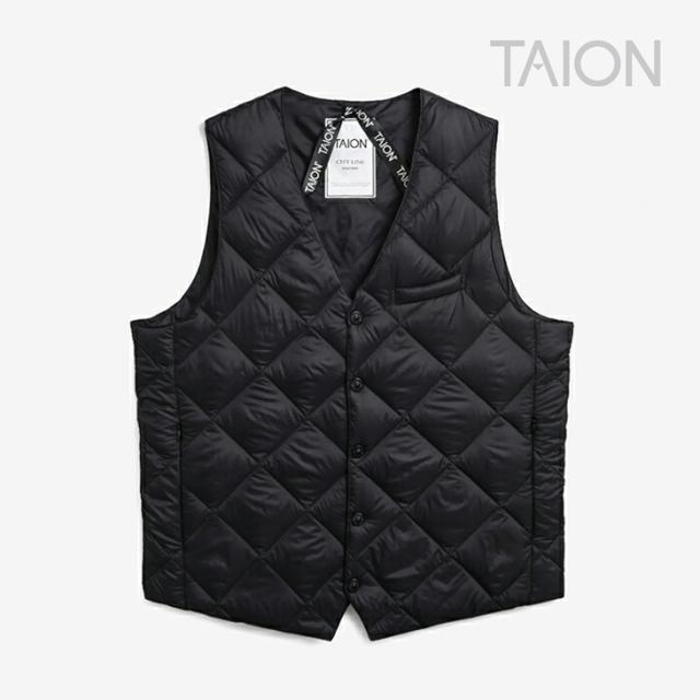 ・TAION｜City Single Down Gilet/ タイオン/シティ シングル ダウン ジレ/ブラック #